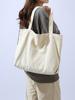Bolsa de Lona Casual Simple de Gran Capacidad Bolso de Hombro para Mujer Bolso Tote Retro de Color Sólido