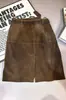 Falda Ajustada de Ante de Piel de Oveja Genuina 2026 Otoño/Invierno Nueva Falda de Longitud Media con Cinturón Falda de Línea A Adelgazante Falda de Piel Genuina Falda de Cuero