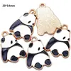 Acessórios de Joias de Liga de Gotejamento de Óleo de Animal Cartoon Panda Bambu Brincos Pingente Pulseira Pingente de Zíper W222
