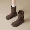 Botines cortos para mujer, nueva colección otoño/invierno 2026, botines de tobillo estilo Western retro, diseñados para mujeres menudas, con suela gruesa para mayor altura y forro de felpa para abrigar.