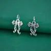 Colgante de lazo de plata pura S925 collar estilo ins charm hecho a mano DIY pulsera de cristal accesorio de decoración de cuerda trenzada plata