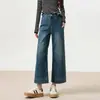 Jeans Rectos Vintage para Mujer, Tendencia Primavera/Verano 2026 Versátiles Nuevo Estilo, Pantalones Cortos Bordados Sueltos Petite