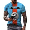Verano 2023 nuevo venta directa de fábrica transfronteriza impresión digital 3D para hombre logo de coche camiseta de secado rápido para motocicleta de carreras