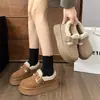 Zapatos de frijol de terciopelo grueso peludos cálidos Birkenstock zapatos de algodón para mujer 2026 nuevo estilo invierno zapatos de mujer suela gruesa botas de nieve