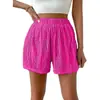 Novos Shorts Esportivos Femininos Europeus e Americanos Amazon Cintura Alta Elástica Textura Casual Macio Leve Shorts de Outono
