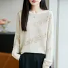 Tejido para Mujer Otoño Temprano Nuevo Estilo Diseño Coreano Estilo Perezoso Rayado Hueco de un Solo Hombro Manga Larga Bloque de Color Top