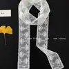 Lenço de Seda com Renda Branco Puro Feminino Vintage Longo Fino Fita Empilhado para Usar Versátil Colar Decorativo Lenço Fita