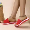 Sandalias de estación independiente 2022 primavera y verano nuevas de punto con plataforma 36-43 talla grande chanclas planas para mujer Venta al por mayor