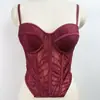 Popular Camisola con Estampado de Encaje de Comercio Exterior, Atuendo Sexy para Chica Popular, Top Tubo de Malla, Top de Espina de Pescado Estilo Europeo y Americano