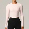 Roupas de Yoga de Manga Longa Outono/Inverno Europeias e Americanas para Mulheres, Secagem Rápida, Respirável, Modelagem da Cintura, Camiseta Fitness, Pilates, Corrida, Top Esportivo