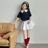 Conjunto de Verano para Niñas 2026 Nueva Moda Estilo Coreano para Niñas Mayores, Conjunto de Falda de Pastel de Manga Corta con Cuello Polo Tendencia