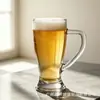 Jingyuan copo de vidro de grande capacidade para uso doméstico, transparente espesso, copo de cerveja com alça, copo de água, resistente ao calor, conjunto de xícaras de chá
