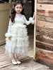 Conjunto de vestido de princesa y falda de tul para niña, nueva colección de otoño, vestido largo sin mangas para niña, camiseta interior de encaje para niña, comercio electrónico transfronterizo