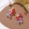 Colgante de Perla de Lirio del Valle Colorido Dopamina Pendientes de Flor de Seda Retorcida Hechos a Mano con Cuentas Accesorios de Flor para Zapatos Bolsas