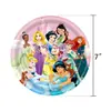 Nuevo dibujo animado princesa niña cumpleaños fiesta decoración suministros pancarta mantel globo vajilla vaso de papel plato de papel pañuelo