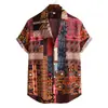 Estação independente transfronteiriça Europa e Estados Unidos impressão digital nova camisa masculina havaiana casual tendência manga curta lapela top