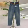Pantalones Harlan para Mujer Primavera Nueva Talla Grande Forma de Pera Adelgazante Cintura Alta Cortos Tipo Nabo