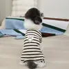 Roupas para Pets Roupa de Casa Pijama Listrado para Teddy, Bichon, Cães Pequenos e Gatos com 25 Etiquetas de Couro, Design Listrado de Urso, Estilo de Quatro Pernas