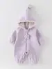 Enterizo con capucha y forro de felpa para bebé niña estilo coreano para otoño e invierno, adecuado para salir y gatear, perfecto para recién nacidos y bebés hasta un año