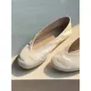 Versión de Cuero Suave~Zapatos Individuales Casuales Elegantes de Punta Redonda de Boca Baja para Mujer, Zapatos Planos tipo Bailarina Blancos Cómodos sin Cordones, Zapatos de Abuela