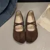 Sapatos Mary Jane Falsos com Dedos Divididos Feios-Fofos para Mulheres, Novos Sapatos Rasos Retrô de Camurça Estilo Birkenstock para Noite de Outono 2026