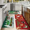 Felpudo de decoración navideña transfronterizo, alfombrilla de cocina de terciopelo de cristal, absorbente de agua y aceite, antimanchas, alfombra de fácil cuidado