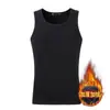 Camiseta Regata Masculina Térmica com Forro de Fleece Espessada para Outono e Inverno, Camada Base para Esportes e Fitness, Cor Sólida