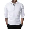 Jaqueta Xadrez Masculina Waffled Cor Sólida Meio Zíper Manga Longa Jaqueta Casual Laps Cardigan