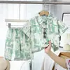 Terno de verão das crianças meninos verão bebê manga curta shorts camiseta infantil camisa solta maré roupas infantis atacado