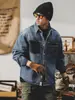 Jaqueta Jeans Retrô Americana para Homens, Nova Marca Tendência Primavera e Outono com um Toque de Luxo, Jaqueta Estilosa Workwear, Camisa de Manga Longa de Primavera
