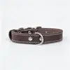 Accesorios de acero inoxidable, collar de cuero, collar de cuero genuino, collar para mascotas, piel de vacuno de plena flor de primera calidad, suave y cómodo para perros