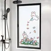 Adesivo de vidro para banheiro com tema de animais e flores, translúcido e opaco, película de vidro fosco com proteção de privacidade estilo cartoon anime para janelas de banheiros