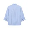 Moda Femenina Transfronteriza 2026 Estilo Europeo y Americano Camisa de Popelina con Bolsillo Decorado de Cuello Polo de Botones Sencillos para Mujer A37145