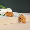 Pingente de bolsa de dragãozinho fofo esculpido em sândalo natural, chaveiro USB de dragão do zodíaco, acessório de pingente para corrente de celular