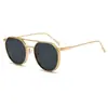 Nuevos Lentes Retro de Montura Ovalada Metal Doble Barra Aviador Gafas de Sol para Hombre de Alta Gama para Conducir