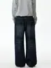 Ropa Mu Xi # Pantalones de pierna ancha con bigotes retro de moda estilo americano, pantalones vaqueros de articulación de bambú, pantalones rectos versátiles para hombres y mujeres