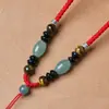 Cadena de Suéter con Cuerda para Colgante de Cuenta Dzi de Ágata Calcedonia Colgante de Jade Amuleto de Buda Cuerda Roja Venta Directa de Fábrica