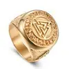 Anéis estilo europeu e americano para homens e mulheres, anéis de aço inoxidável, anéis de aço titânio Viking, joias de aço inoxidável feitas sob medida