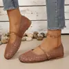 Nuevos zapatos planos de ballet de moda transfronterizos para verano, con punta redonda, de malla hueca, transpirables y disponibles en tallas grandes