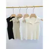 Camisola de Punto Trenzado Vintage para Mujer, Adecuada como Prenda Exterior en Otoño e Invierno, Elegante Top sin Mangas con Cuello Vuelta