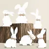 Decoración de Pascua para el Hogar de Nuevo Producto Transfronterizo Conejito de Pascua Adornos de Madera para Mesa Decoración Estilo Granja Rústica