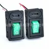 Enchufe hembra Tipo-C dos en uno con interruptor iluminado, cables rojo y negro pre-soldados, enchufe de panel sin soldadura, certificado CE