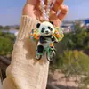 2024 nuevo producto transfronterizo lindo panda coche acrílico espejo retrovisor plano colgante llavero accesorios