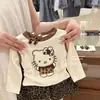 Conjunto Infantil Outono 2026 Novo Estilo T-shirt Elegante de Manga Longa com Estampa de Leopardo Calça Wide Leg Conjunto de Duas Peças