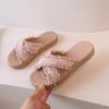 Verano nuevo hada tejido cuerda de cáñamo moda viaje palabra zapatillas playa casual tacón plano zapatillas de moda sandalias de exterior para mujer