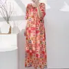 Estilo Nuevo 2026 Estilo Nacional Bata de Noche para Mujer, Verano Elegante y de Alta Gama Algodón Seda Ropa de Dormir, Nuevo Estilo Chino Vestido Largo de Algodón Seda para Vacaciones en la Costa