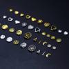 Joias de unha estilo celebridade da internet liga metálica personalidade retrô ouro antigo prata antiga coração de pêssego lua redonda decorações de unha