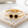 Moda europea y americana simple acero de titanio oro 18K personalidad abierto redondo pulsera de marca estilo frío ins pulsera de alta gama