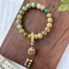 Transmisión en Vivo Popular Pulsera de Bodhi de Dunhuang Cuentas Redondas Grandes Cuentas de Buda de Mano Estilo Étnico Hombres y Mujeres Pulseras de Juego Venta al por Mayor