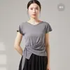 Ropa de Práctica de Danza Moderna para Mujer con Cuello en V, Mangas de Linterna, Manga Larga y Corta, Nuevo Top de Manga Larga con Dobladillo de Corbata, Conjunto de Baile